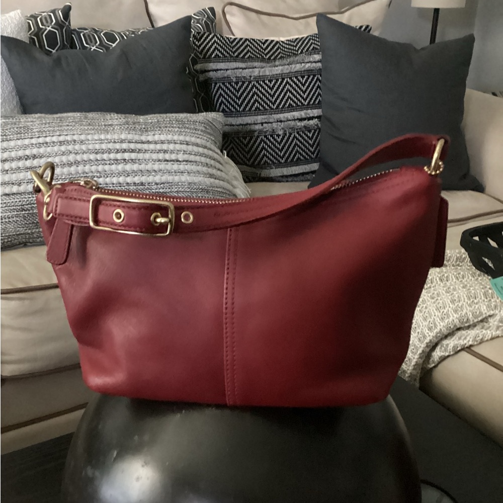 Vintage Coach Red Leather 9844 Pouchette Mini Purse